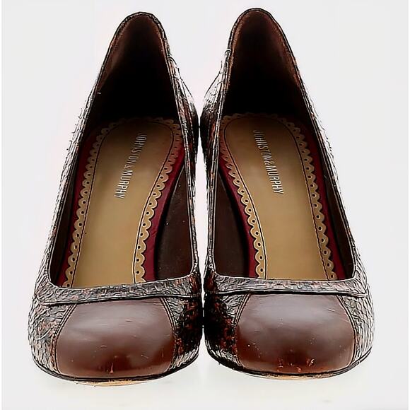 Johnston & Murphy Womens Brown Croc Print Leather Heels Pumps Size 9.5 M - Picture 2 of 2